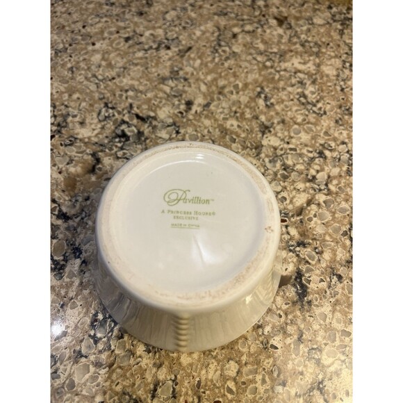 Princess House Pavillion 3 Ramekins Stoneware Off White Hobnail Design 4”x2” - Picture 6 of 7